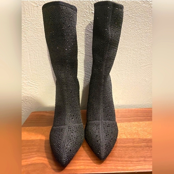 Qupid Shoes - Qupid Rhinestone Sock Boots Sz 6